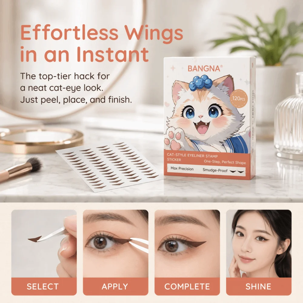 Water Resistant Eyeliner Stickers Sweat Resistant Fitting Eyeliner Patch Smudge-Proof Long-Lasting Makeup Stencils Daily Makeup