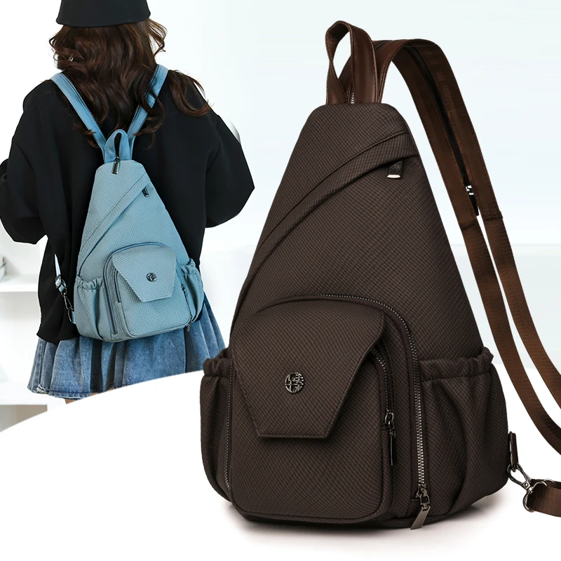 2026 New Trendy Sling Bag for Women Lightweight Nylon Crossbody Backpack with Multi-Pockets Casual Travel Versatile Chest Bag - view 3