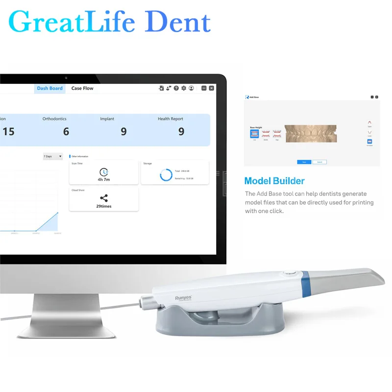 GreatLife Dent Runyes Dental Intra-oral 3D Scanner Shining 3D Aoralscan 3 with Scanning Software CAD CMD Orthodontic Restoration