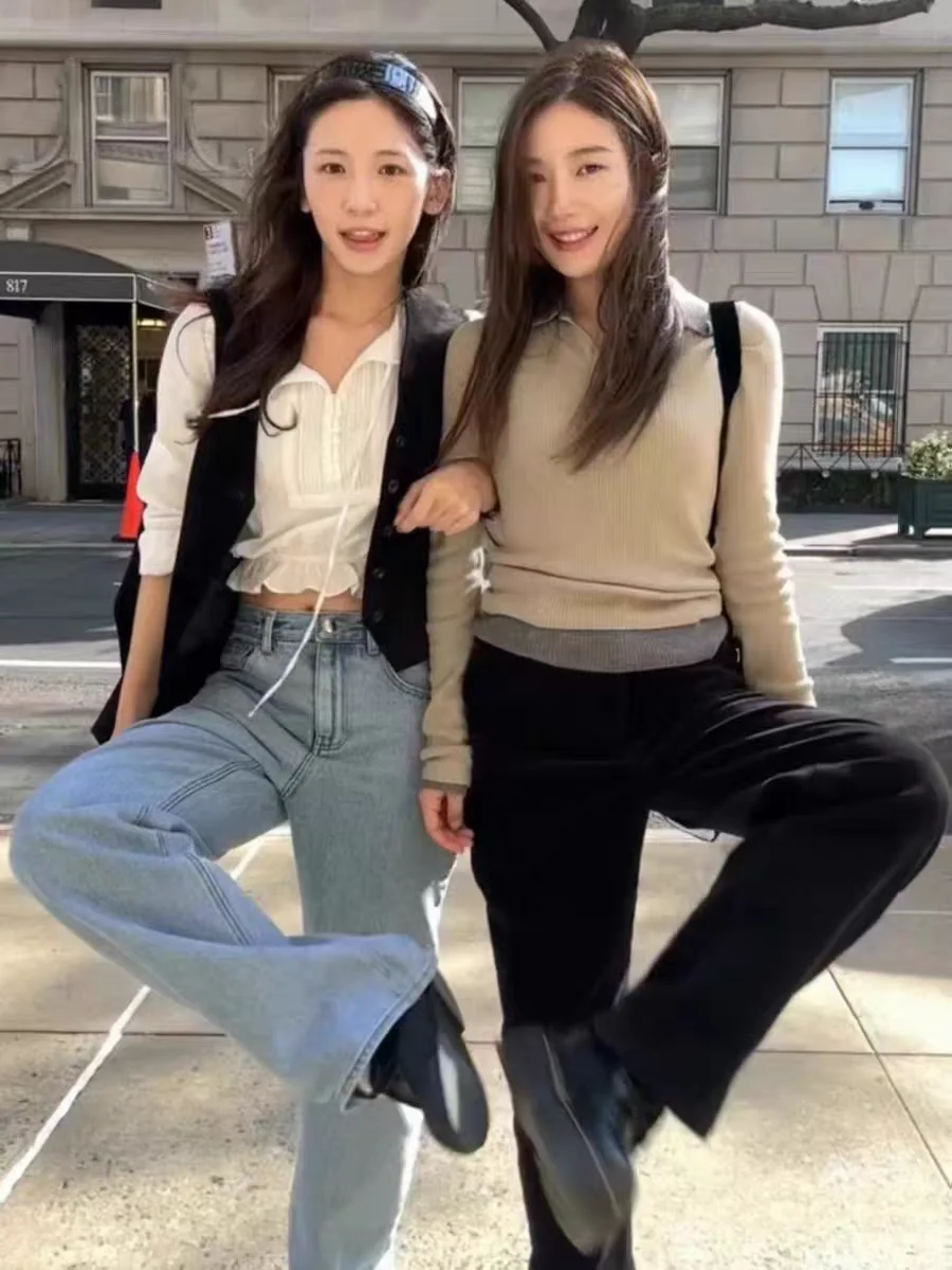 

Ele универсальный облегающий трикотажный длинный воротник Sve T irt, Новое поступление 2025 года, Barnnet Commute Sle, чистый цвет, хлопок