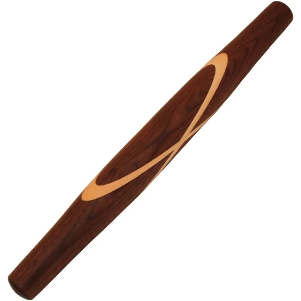 

Celtic Knot French Style Rolling Pin in Black Walnut with Sugar Maple Inlay - Tapered Solid Wood, Premium Quality