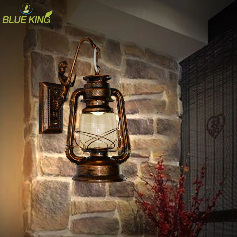 

1pc Retro American Creative Personality Wall Light Loft Industrial Vintage Bar Cafe Restaurant Iron Decoration Glass Wall lamps