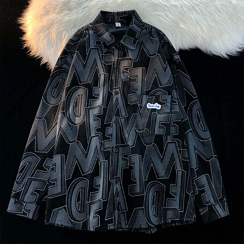 Jesienno-zimowa, duża rozmiarówka, sztruksowa kurtka męska, długa, dla puszystych, w stylu Hong Kong, modna, młodzieżowa, poliestrowa, codzienna.