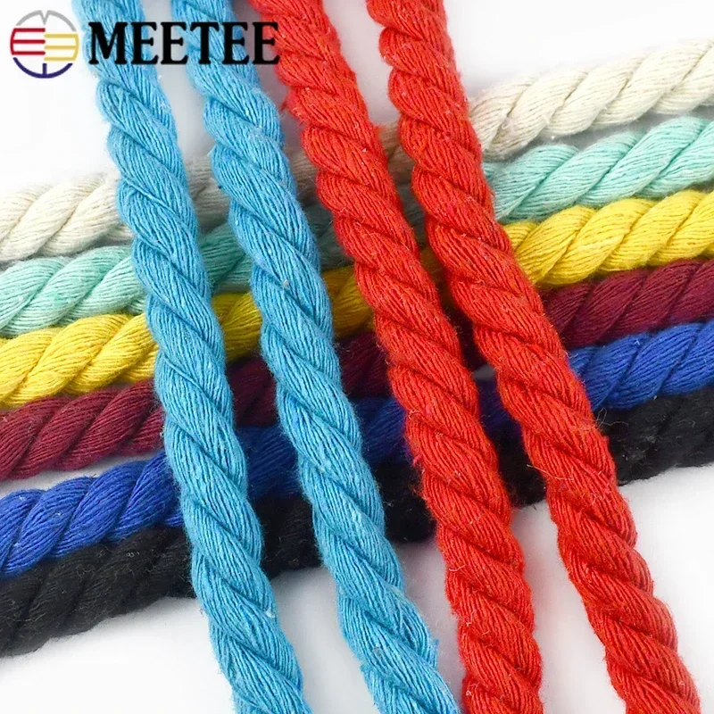

1-5Meters Meetee 12mm 3 Shares Twisted Cotton Rope for Bag Home Braided Ropes Decoration Cord Tape DIY Home Textile Accessories