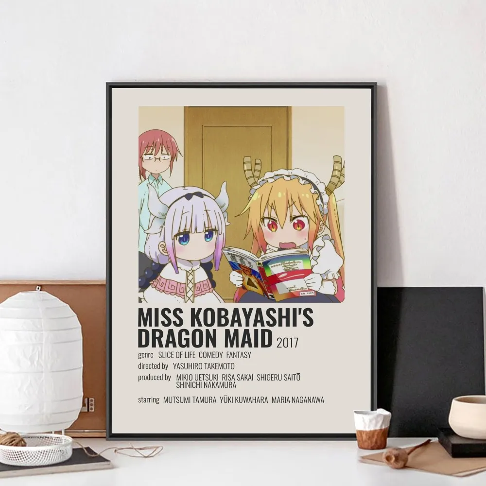 Miss Kobayashis Dragon Maid Poster No Framed Poster Kraft Club Bar Paper Vintage Poster Wall Art Painting Bedroom Study Stickers