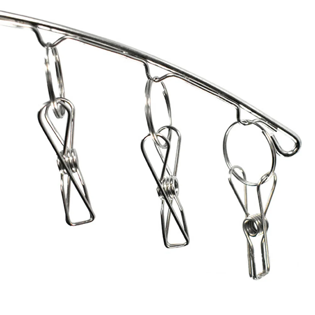 

2Pcs Stainless Steel Arc Sock Drying Rack 10 Clips Windproof Laundry Clip Hanger Multi-Purpose Space Saving Arc Sock Drying Rack