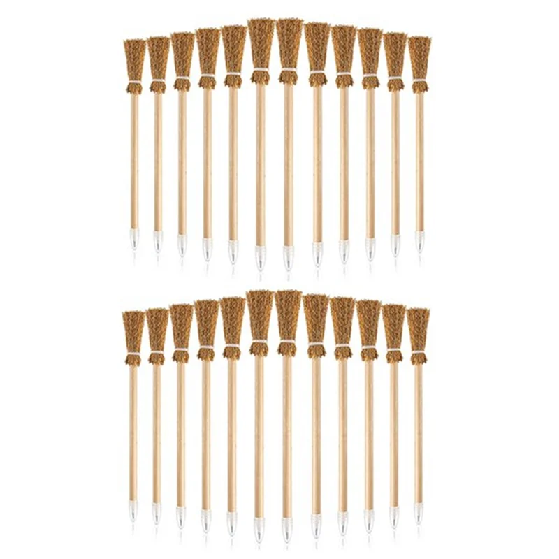 A71Z 50 Pcs Witch Broom Pencils for Halloween Broomstick Ballpoint Pencils Halloween Party Favors Witch Broom Prop Writing
