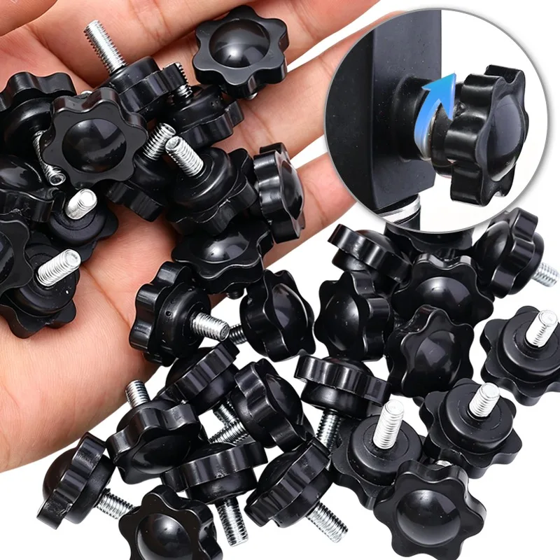 Carbon Steel Hand Knob Screws Bolts Plastic Hex Shaped Thread Tightening Handle Furniture Machine Screw Bolts Replacement Parts