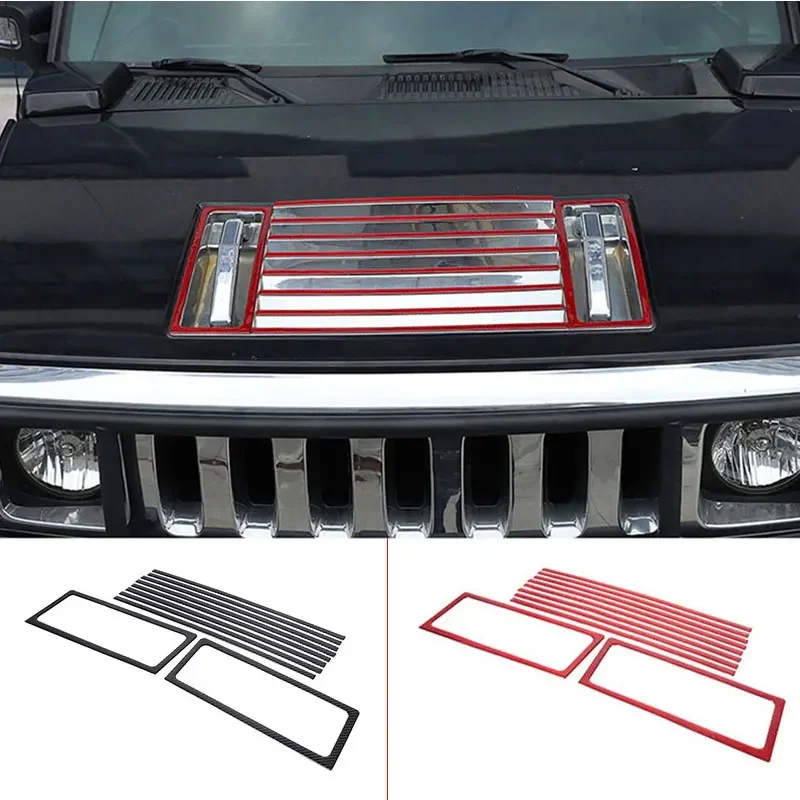 

For Hummer H2 2003-2007 Soft Carbon Fiber car front hood air vent decorative strip sticker exterior protection accessories