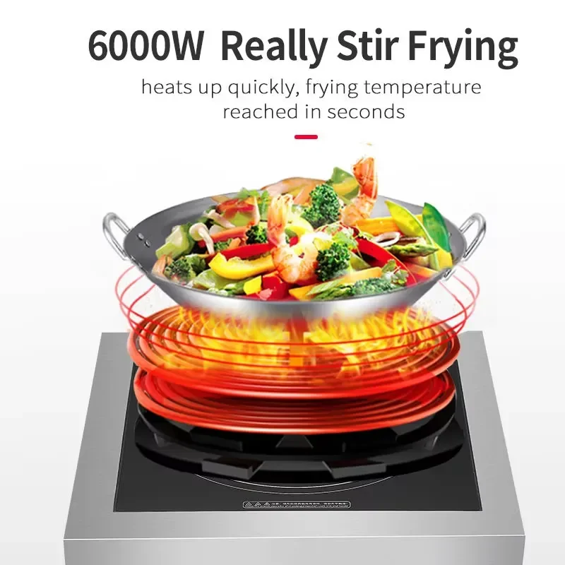 6000W Industrial Flat Top Induction Cooker Large Size Commercial Magnetic Control Stove Professional Kitchen Equipment