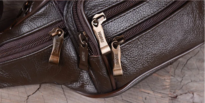 Men Casual Geniune Leather Waist Bags Packs  Retro  Cell Phone Purse for Male  Fashion Travel Pouch