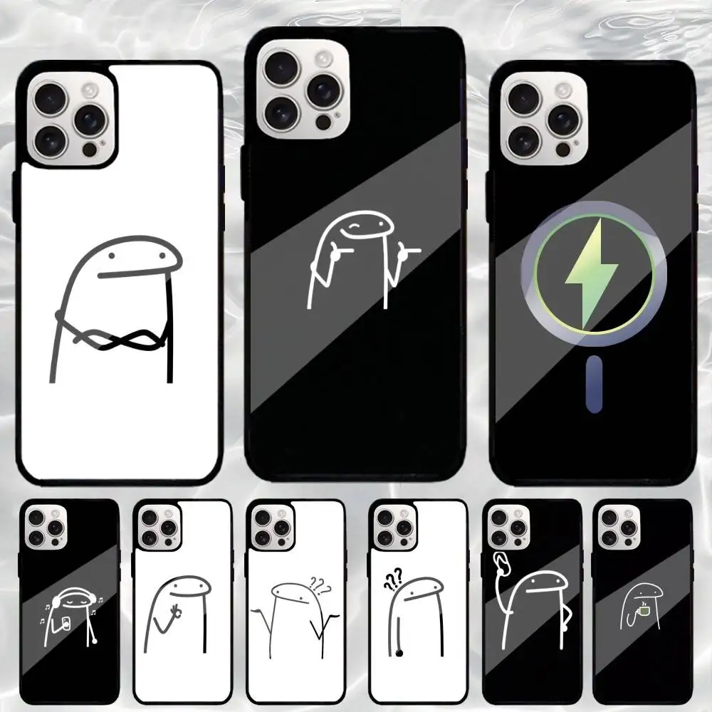 

C-Cartoon stick Phone Case For iPhone17,16,15,14,13,12,11 Plus,Pro Max Black For Magnetic Wireless Charge Cover