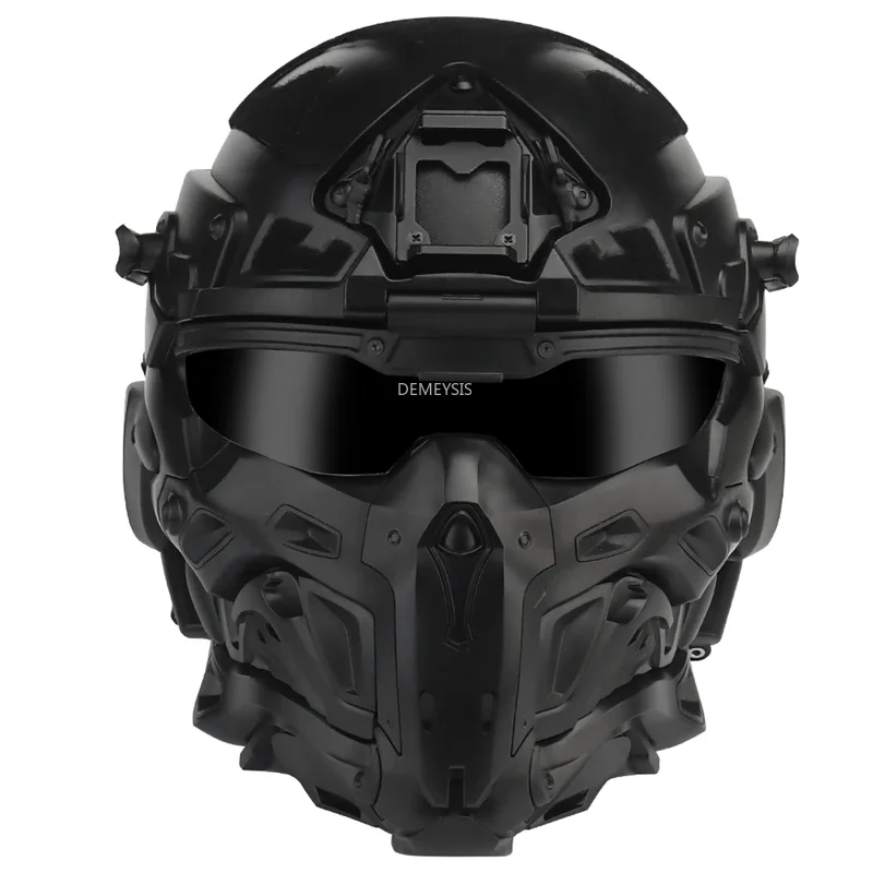 Tactical Full-covered Helmet Paintball Airsoft Cs Games Helmets with Communication Headset Shooting Hunting Head Protector