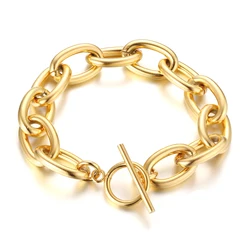 Women's Hand Bracelets Stainless Steel Round Rolo Chain Bracelet Steel Color Fashion Hip Hop Wristband Jewelry