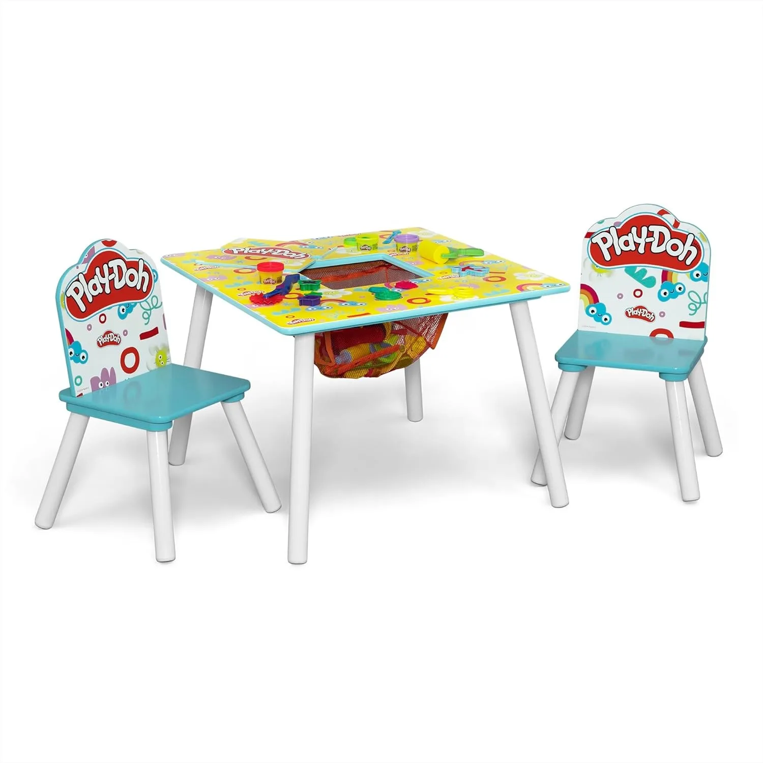 

Kids Play Doh Table and 2 Chair Set with 10 Cans of Play Doh and 51 Accessories for Creative Fun