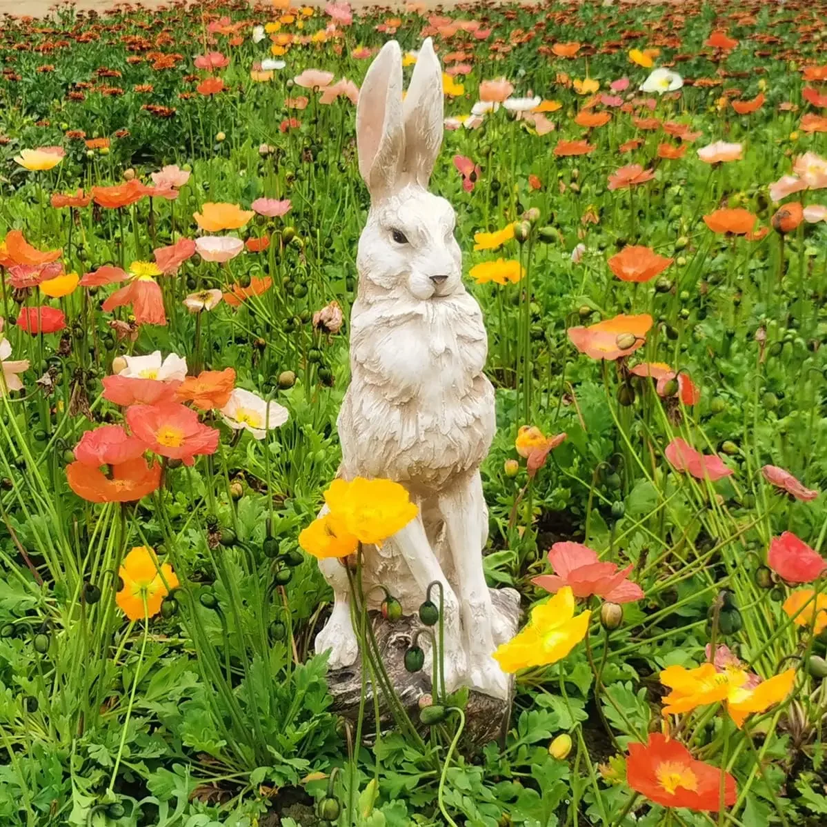 30''H Large Size Noble Sitting Rabbit Bunny Realistic Rabbit Happy Easter Bunny Magnesium Oxide Stone Sculpture Decorations for