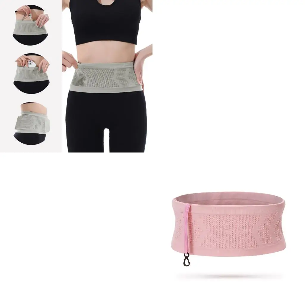 Q39E Running Belt for Women, Fanny Pack Knit Breathable Concealed Waist Bag Waist Belt Pack Universal Elastics Belt