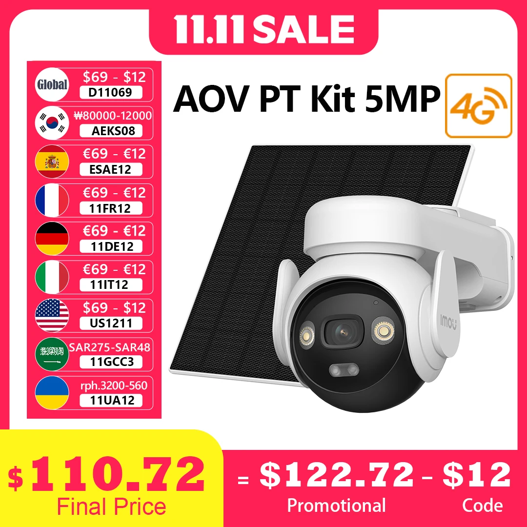 yZ[zIMOU AOV PT 5MP \[[pl 360 t °   PTZ OZLeB J 4G LTE Wifi lbg[N 10000mAh obe[ǐ IP J