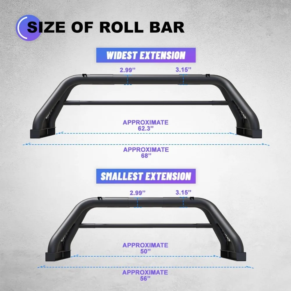 قضبان Wolfstorm لشاحنات الالتقاط العالمية بالحجم الكامل، شريط رياضي على شكل رف تشيس للشاحنات شيفروليه S-10 كولورادو/جي إم سي سونوما/Je #2