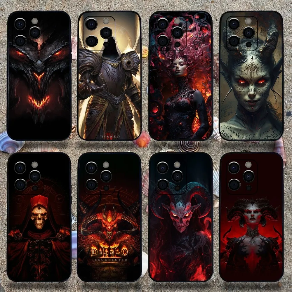 Game D-Diablo IV Phone Case For Apple iPhone 15,14,13,12,11,Pro,X,XS,Max,XR,Plus,Mini Soft Black Cover