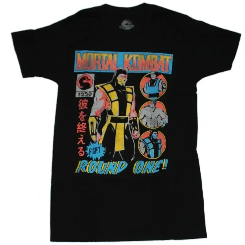 Mortal Kombat New Adult T Shirt Round One Fight Scorpion Circle Characters