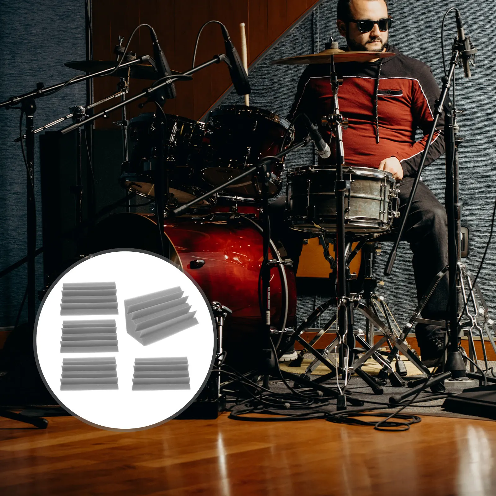 5 Pezzi Trappole per Bassi, Pannelli Fonoassorbenti in Schiuma Acustica per Angoli, Grigio, Isolamento Acustico