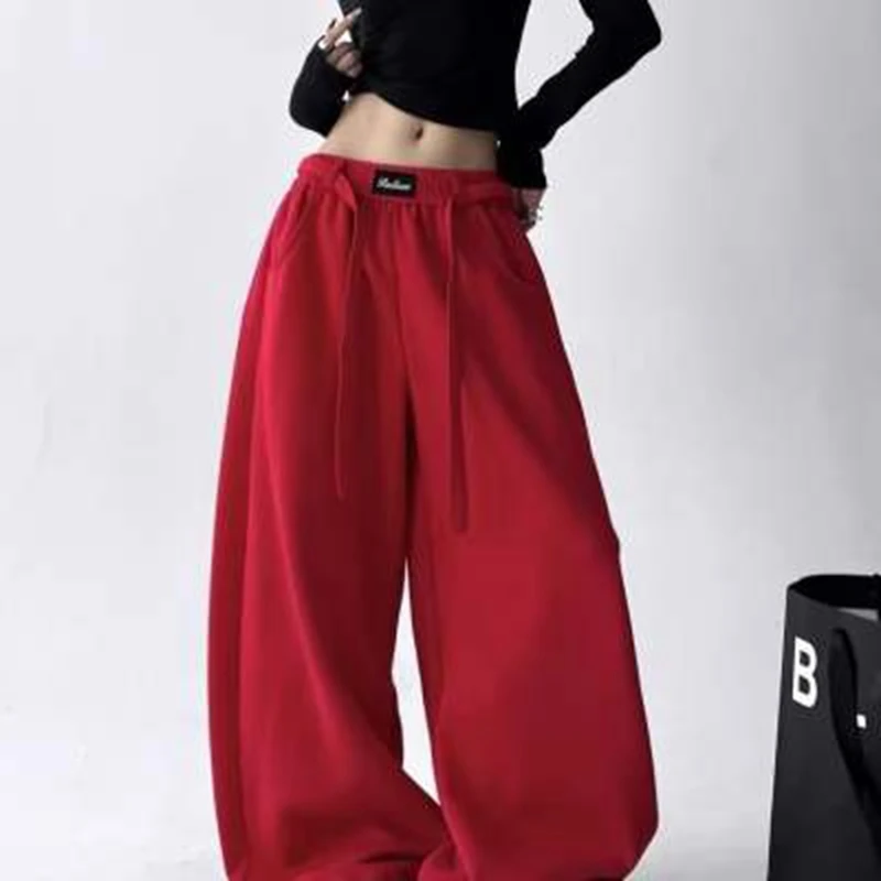 2026 Autumn Women’s Red Sweatpants Baggy Joggers Sports Dance Pants Harajuku Japanese 2000s Style Vintage Y2k Oversize Trousers 3 2026 Autumn Women's Red Sweatpants Baggy Joggers Sports Dance Pants Harajuku Japanese 2000s Style Vintage Y2k Oversize Trousers 3