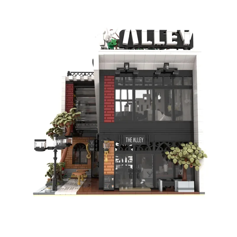 MOC 현대 스트리트 뷰 모델 아키텍처 Lujiao 레인 카페 기술 모듈 형 빌딩 블록 장난감 DIY 조립 소년의 행복