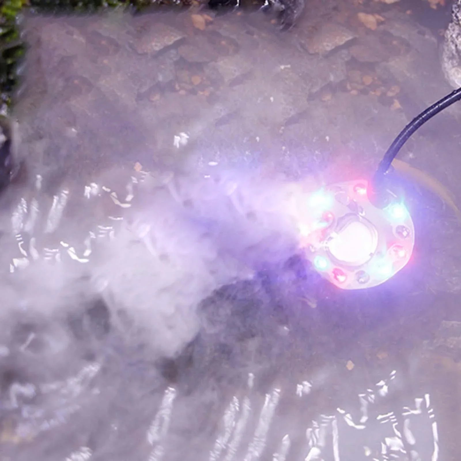 بخاخات حمام السباحة البستانية، ضوء ملون، رذاذ بالموجات فوق الصوتية، ضوء LED فلاش لتزيين الهالوين، نافورة الماء، مبيد البركة