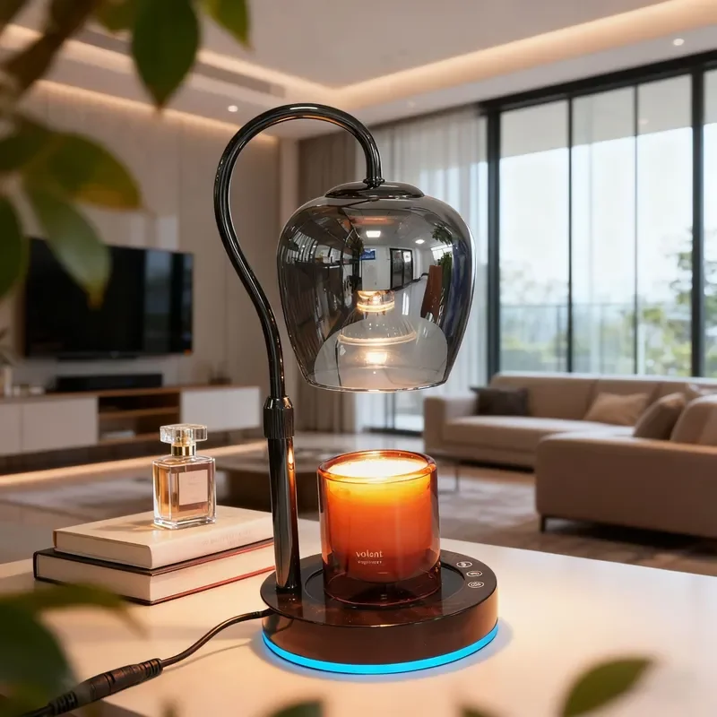 Modern Glass Aroma Diffuser Lamp LED Wax Melter for Essential Oils Home Decor Night Light Romantic Atmosphere Desk Gift