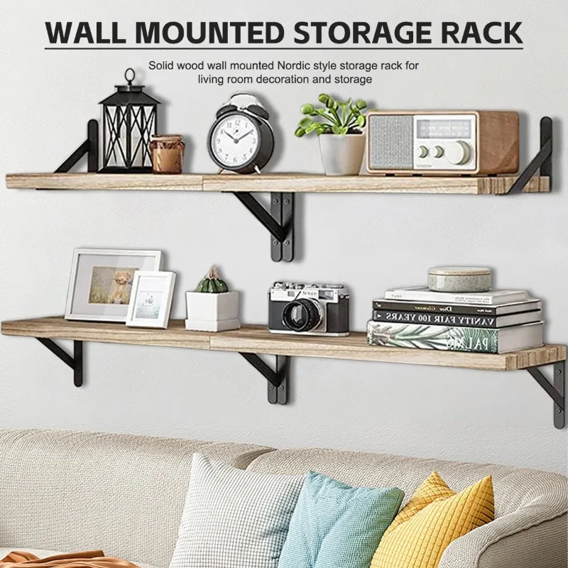 

Wall Floating Shelves Bookshelves Wall Mounted Wood Shelf for Living Room Bathroom Bedroom Kitchen Home Decor Clothing Rack