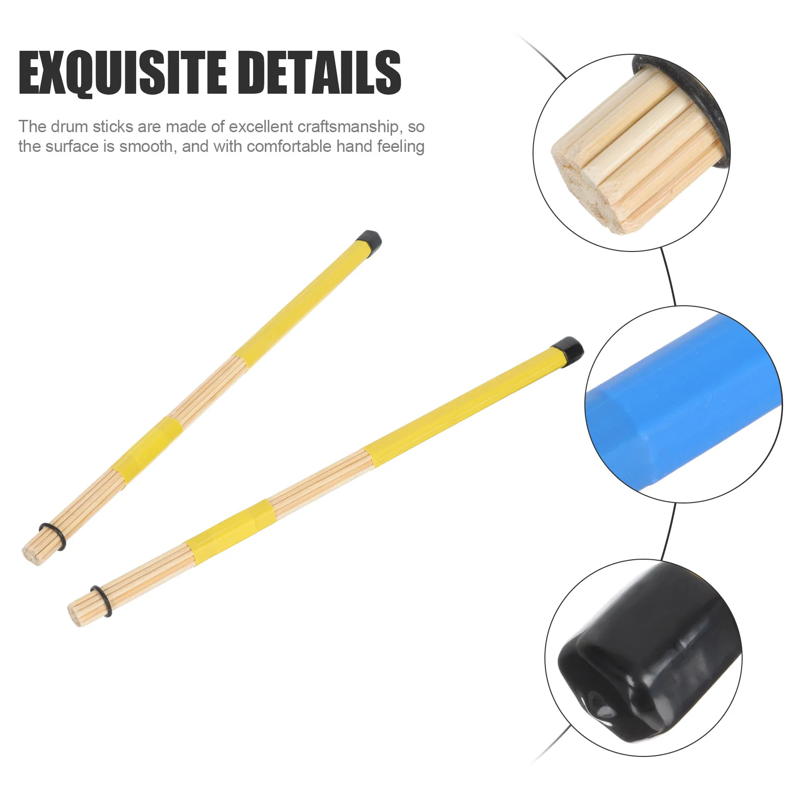 

Drumsticks Wooden Brush Mallets Percussion Bamboo Instrument Accessory Professional Blue Simple