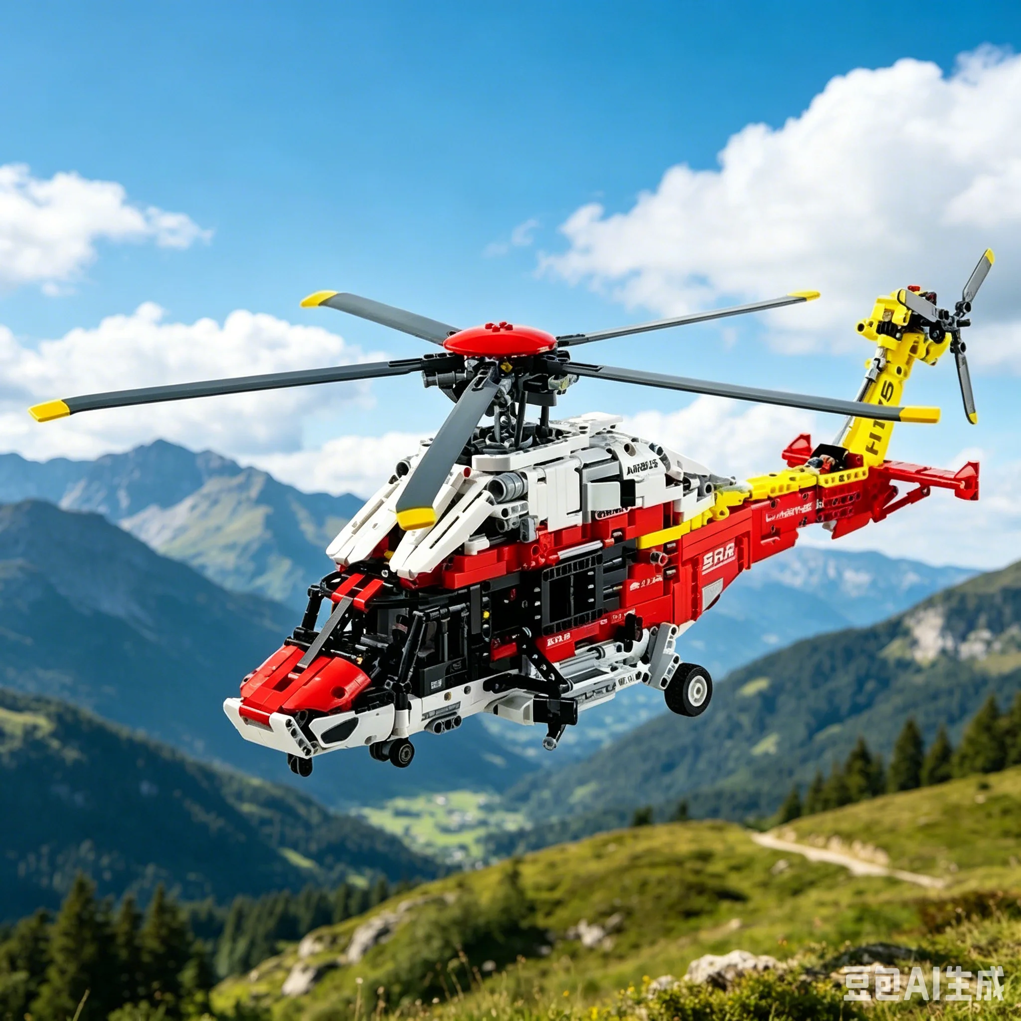 

2001PCS New Model / Rescue Helicopter Building Blocks MOC Tech Airbus H175 Engine Assembly Helicopter Building Block Toys