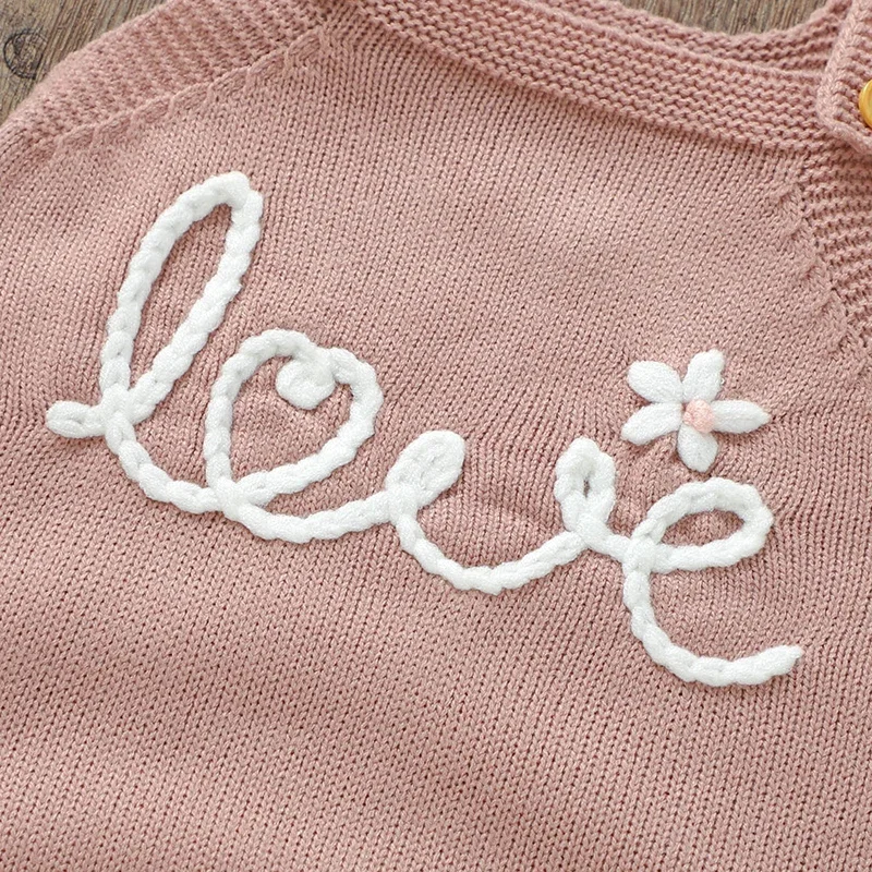 Baby Romper Knitted Fashion Letters Girl Pink Jumpsuit Sleeveless Autumn Infant Kid Sling Clothes 0-18M Overalls Summer Playsuit