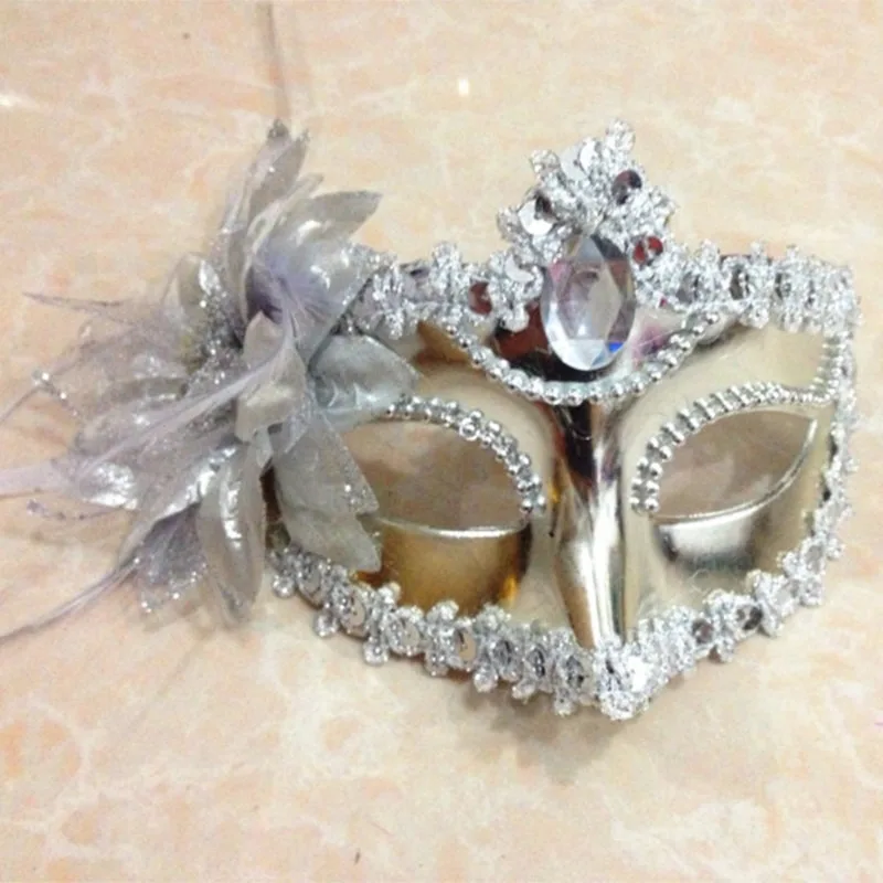 New Halloween Beauty Ball Party Princess Masquerade Mask Sexy Women Dress Big Flower Eye Mask Venice Half Face Lily Feather Mask