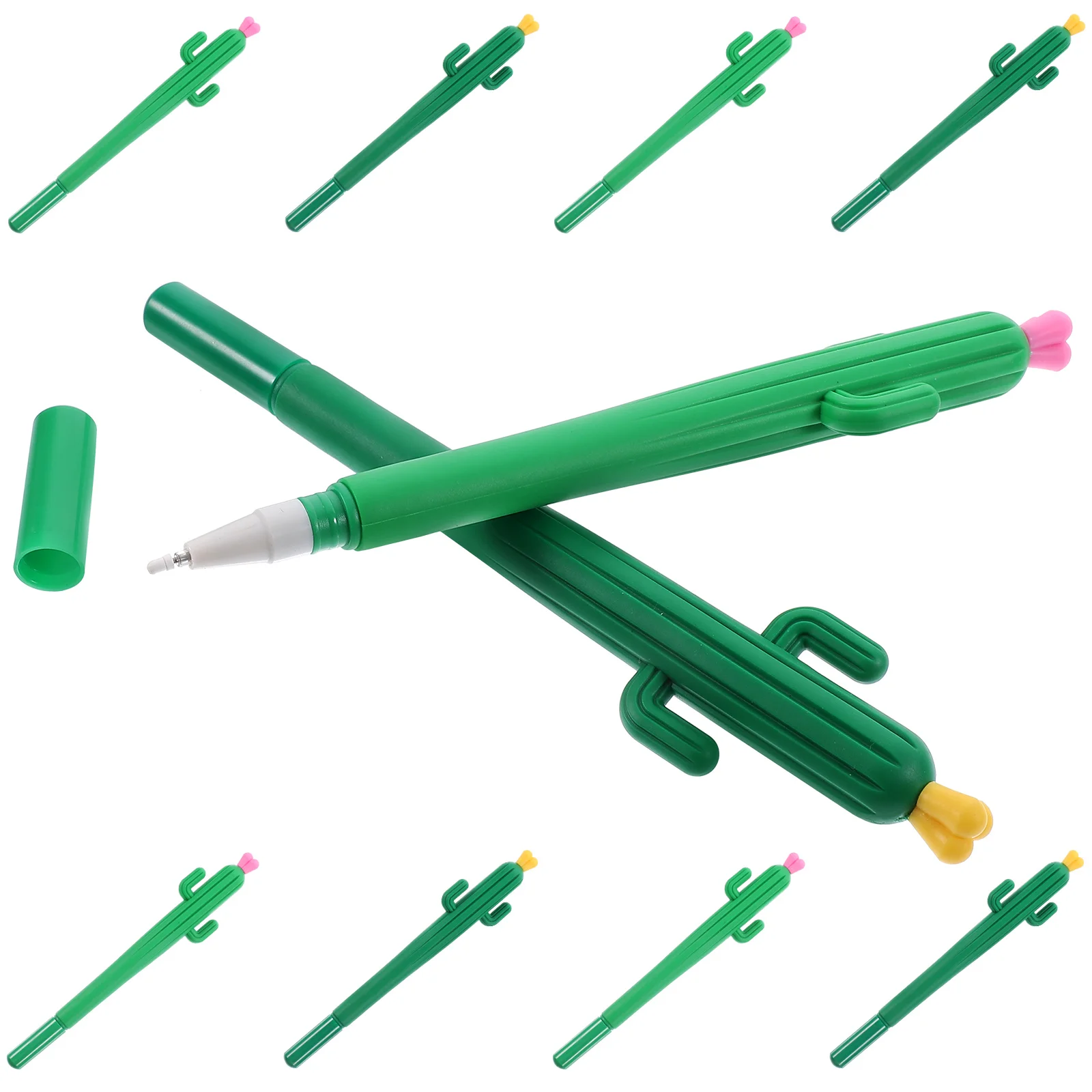 

10pcs Cactus Ballpoint Pens Neutral Gel Pen Plant Design Student Writing Supplies Kids Stationery School Marking Pens