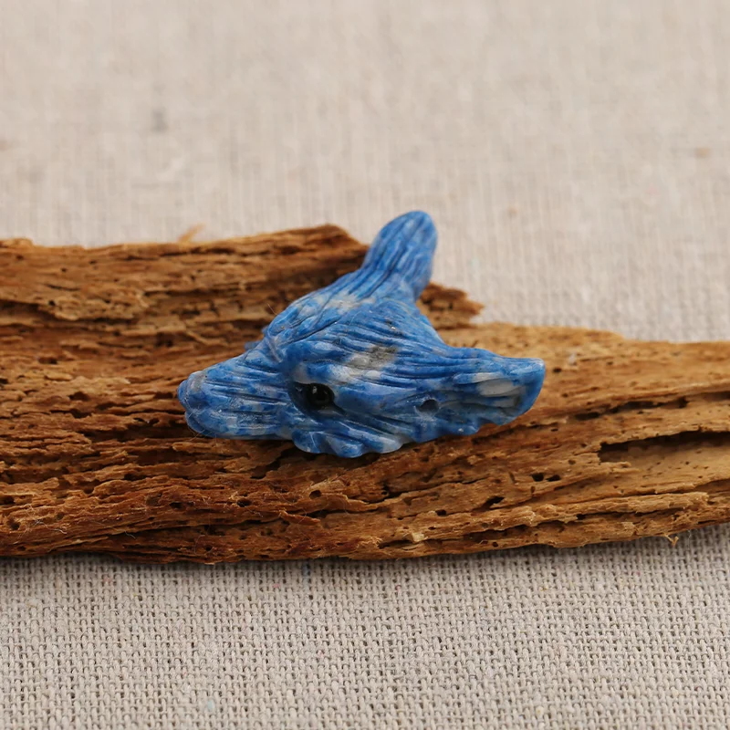 B&F Handmade Lapis Lazuli Wolf Pendants, Genuine Natural stones beads, Unique Stones for jewelry & DIY Earring Beads