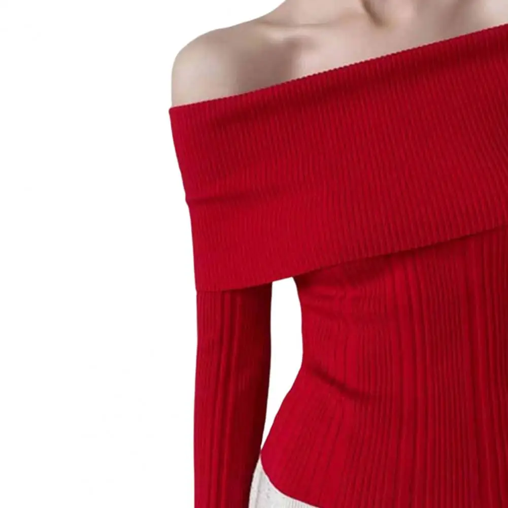 

Casual One Shoulder Blouse Women One Shoulder Top Elegant One Shoulder Women's Knit Tops Slim Fit Pullover Blouse for Daily Wear