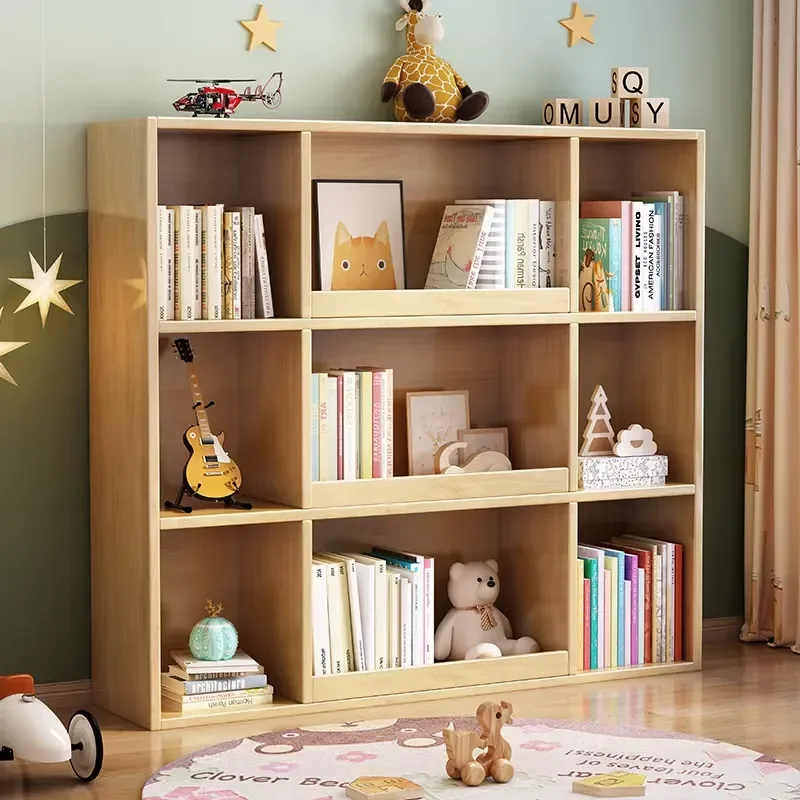Wood Bookshelf Multi Layer Storage Display Rack for Kids Room Home Decor