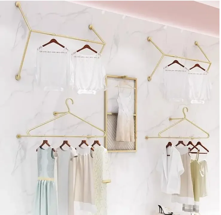 Clothing store display rack Women's clothing store wall hanging clothes rack