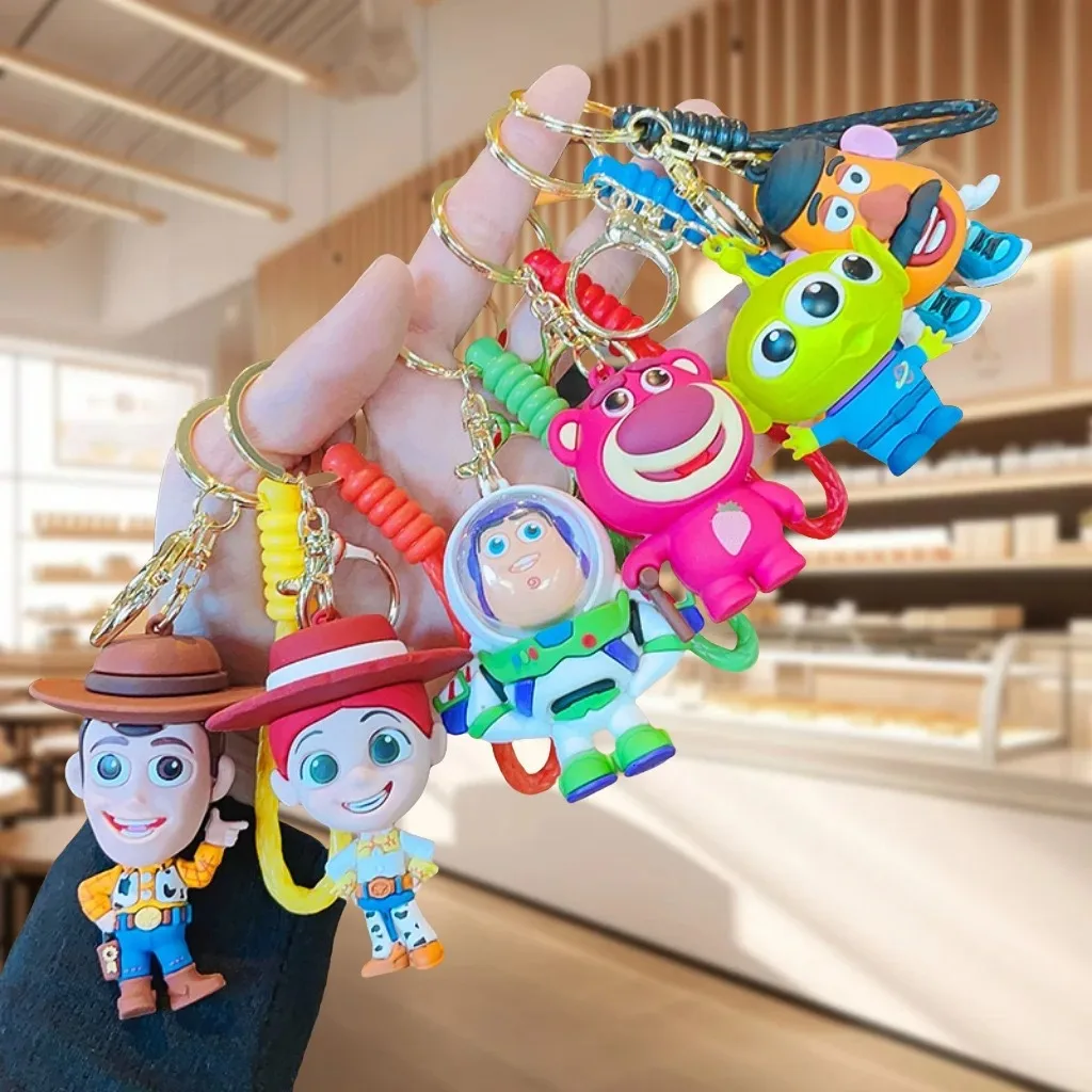 6Pcs/set Super Cute Anime Toy Story Themed Keychains Woody Buzz Doll Key Chains Couple Bag Pendants Keychain Accessories Toy
