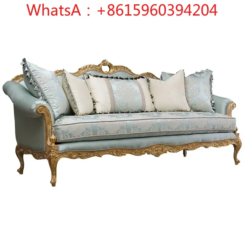 Furniture, European-style palace luxury fabric sofa, living room, solid wood sofa combination, small-sized apartment, full-set