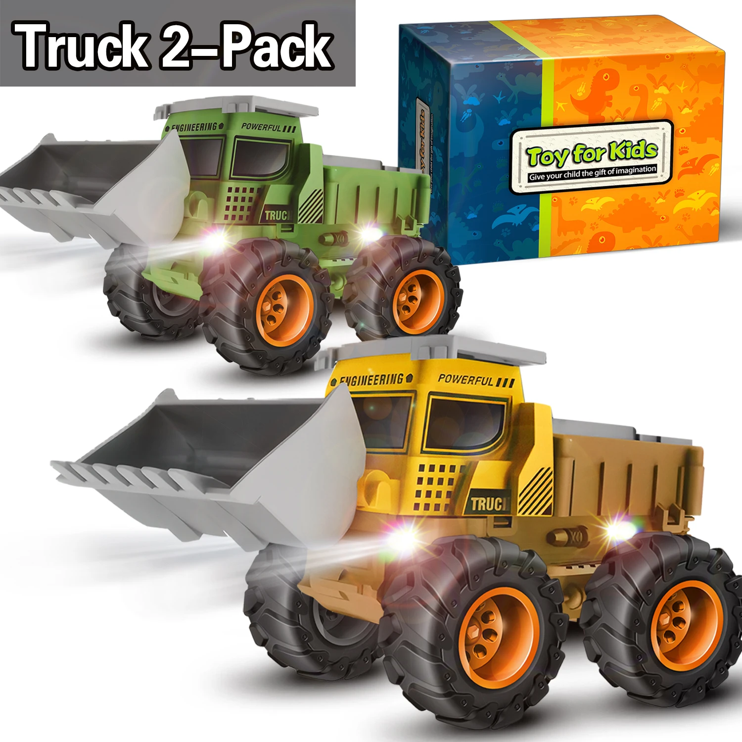 

Набор из 2 игрушечных машинок-монстр-траков с мигающими LED-колесами, светящиеся машинки, игрушки-транспортные средства, набор для игр с машинками, подарок
