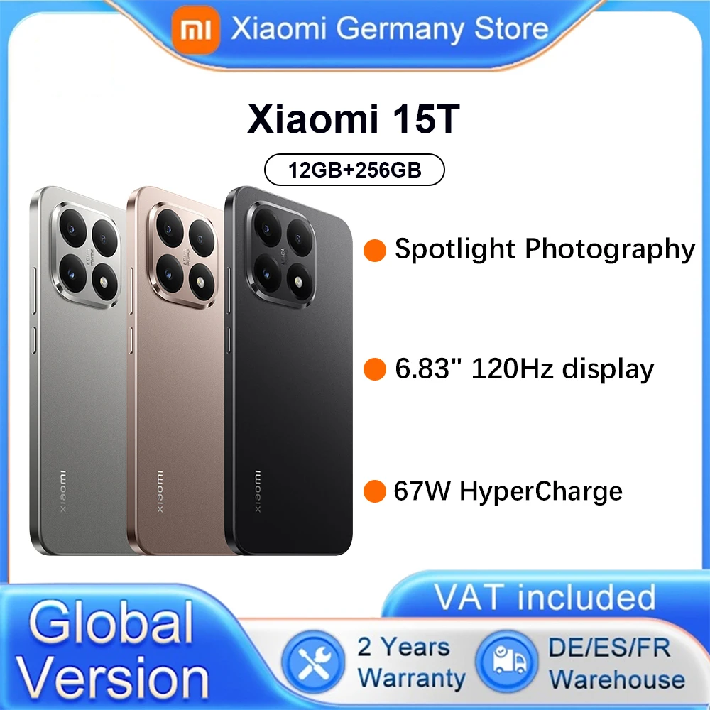 Version mondiale Xiaomi 15T Projecteur Photographie Écran 6,83" 120 Hz 67 W HyperCharge 5500 mAh MediaTek Dimensity 8400-Ultra Leica Summilux lentille optique Light Fusion 800 Extraordinaire HDR10 + à
