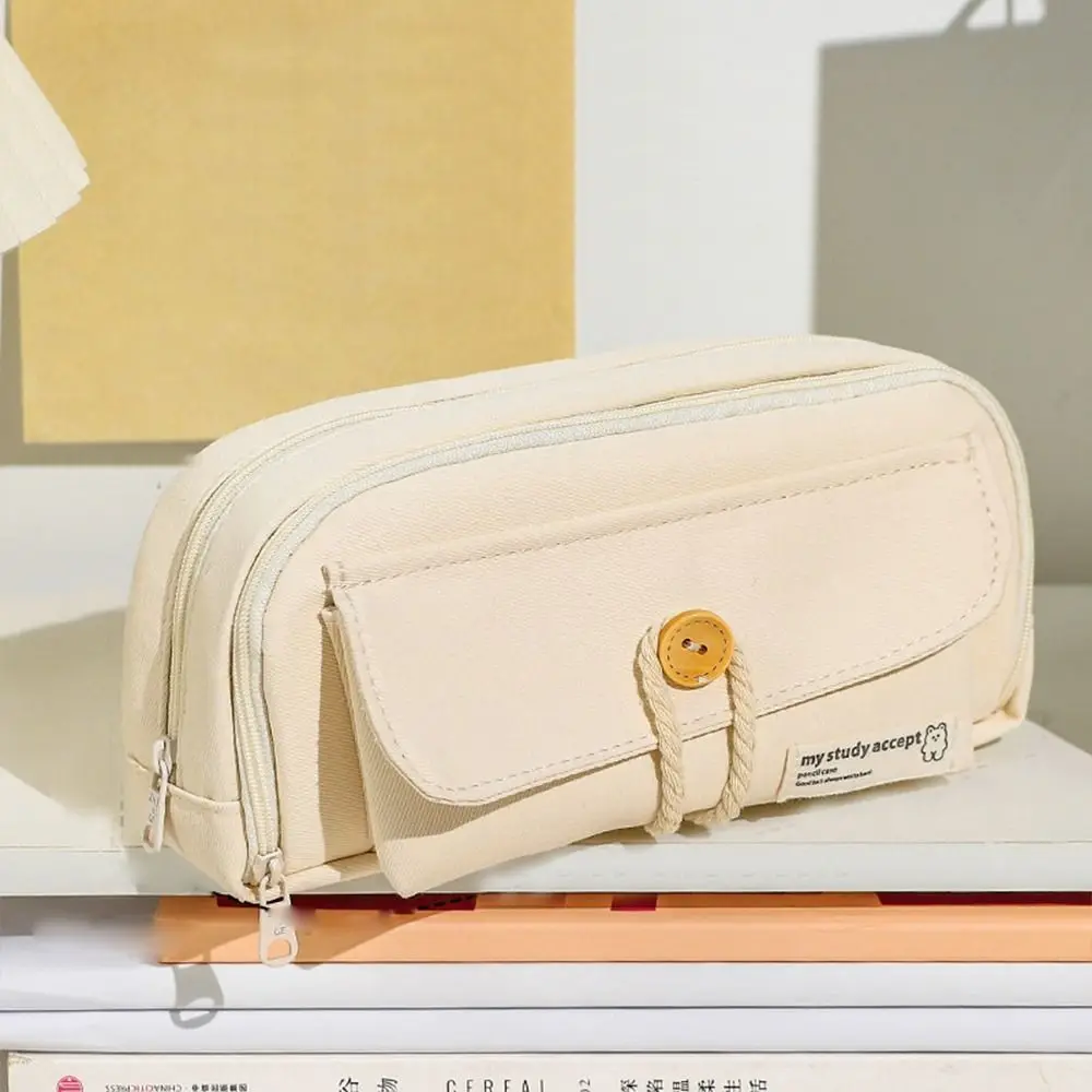 

Simple Large Capacity Desktop Storage Pouch Korean Style Multi-layer Stationery Bag Pen Pouch Student