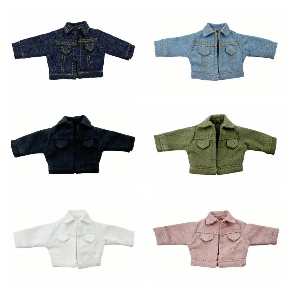Doll Clothes Jeans Coat for 1/11 OB11 Dolls for YMY Doll Tops for 1/12 Dolls Denim Jacket Coat for Obitsu11 Dolls 1/12 bjd Dolls