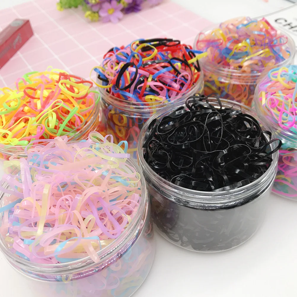 1000Pcs Rubber Bands Box Set Multicolor Elastic Hair Bands Disposable Hair Ties for Handcraft Ponytail Holder