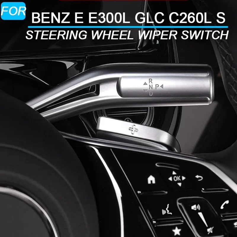 Car Steering Wheel Wiper Switch Trim Headlight Switch Control Cover for Benz E E300L GLC C260L S Interior Accessories 2021-2024