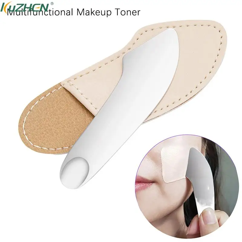 Stainless Steel Makeup Toner Spatula Double-end Cosmetic Cream Spoon Foundation Mixing Tool Cosmetic Make Up Tool With Case