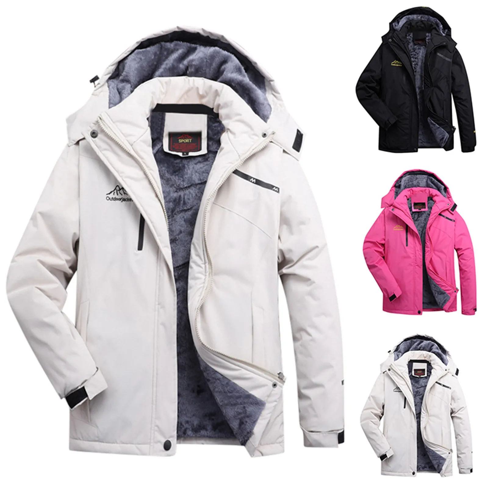 2025 New Women Fashion Warm Parkas Hooded Thick Plush Winter Coats Outdoor Camping Hiking Jackets Windproof Outerwear Chaquetas